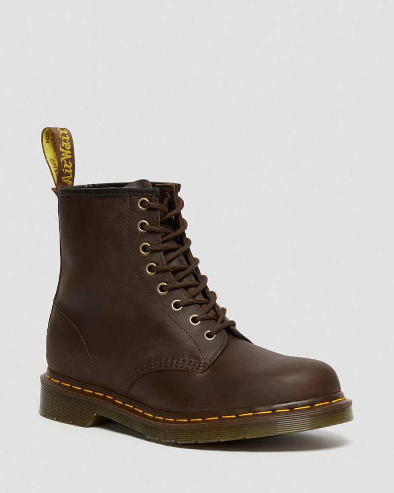 Brown Men\'s Dr Martens 1460 Crazy Horse Leather Lace Up Boots | CA 505WNB